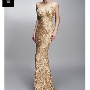 Nicole Bakti Floral Sequin Gown